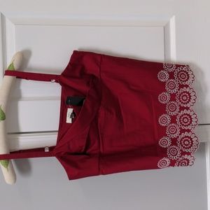 Ann Taylor loft strapless shirt eyelets trim.